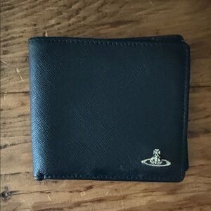 Vivienne Westwood Black Leather Bifold Wallet with Orb Emblem